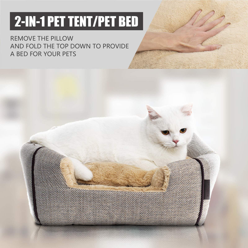 Tucker Murphy Pet Cat Bed for Indoor Cats Cat Cave Bed Cat House Cat Tent with Removable Washable Cushioned Pillow Soft Kitten beds Cat Beds Furniture for Small